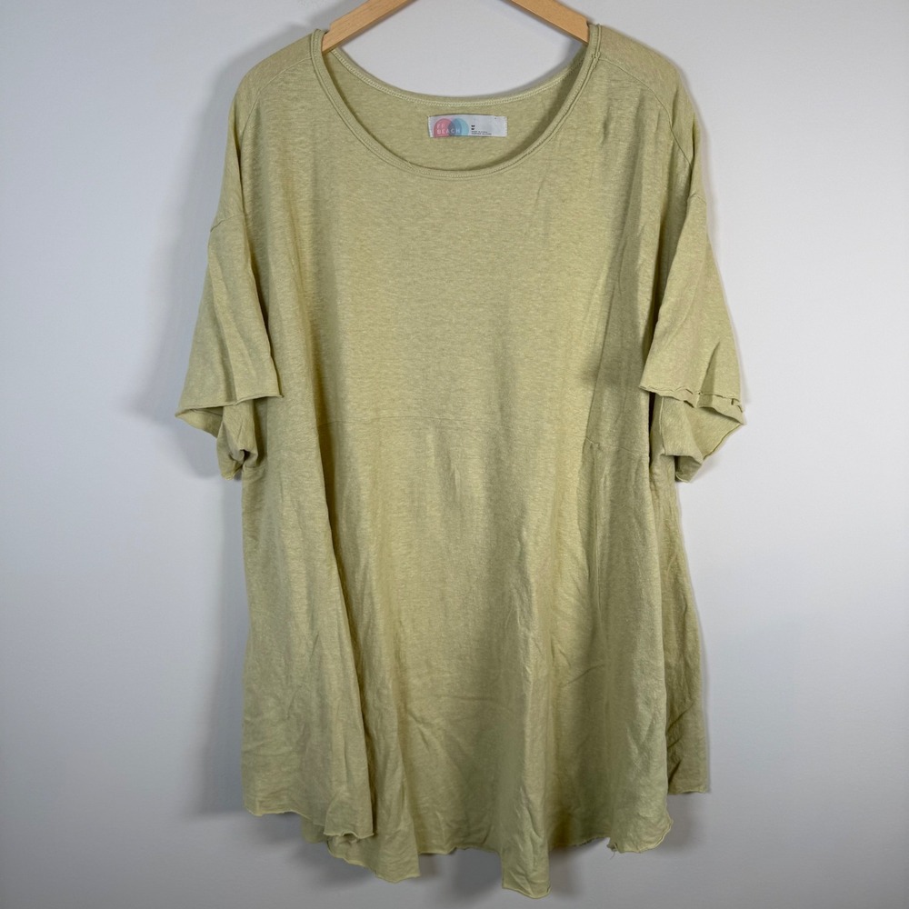 Free People FP Beach Sun Valley Oversized‎ Tee Shirt Medium Hemp Cotton Raw Hem